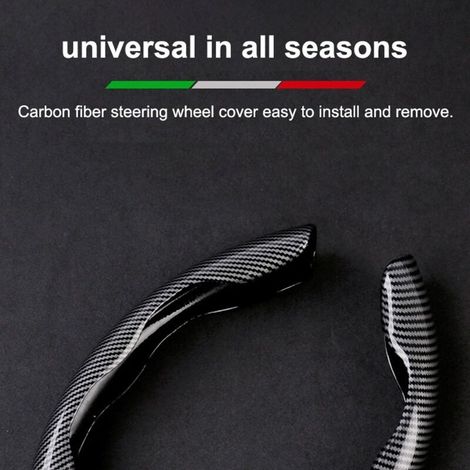 Housse de volant de voiture, fibre de carbone, accessoires intérieurs automobiles universels (1/5)