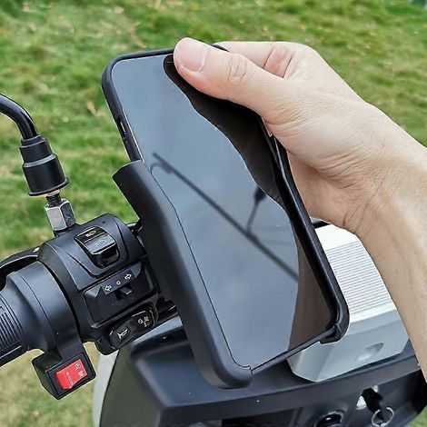 Support de téléphone pour moto, fixation de guidon réglable en ABS pour vélo, scooter, vélo électrique, navigation, universel (1/4)