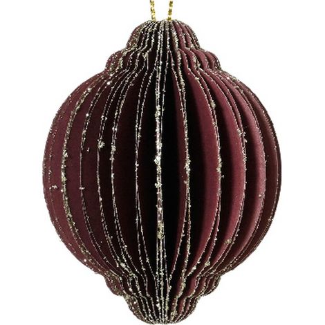 Kaemingk – Suspension de Noël boule pliable en papier rouge châtaigne, Ø 6 cm