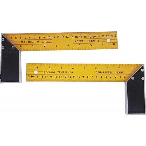 TrAdE Shop Traesio - Righello Riga In Metallo Multiuso 25cm Con Angolo 90â° Per Costruzioni Architetto -