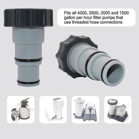 Adaptateur de tuyau de rechange Intex pour pompes - Série A - Fileté - Lot de 2 Gris (1/2)