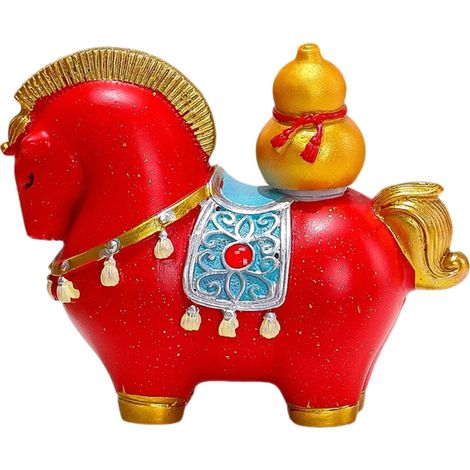 Statuetta del cavallo zodiacale di Capodanno, ornamento - Rosso Fulu