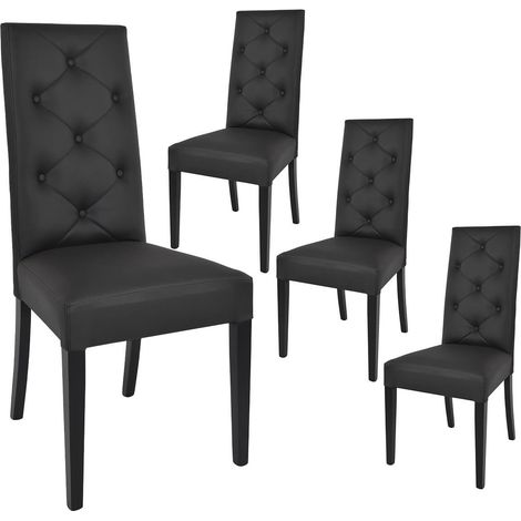 TREVI - Lot de 4 Chaises Simili Noir et Pieds Laqués (1/2)