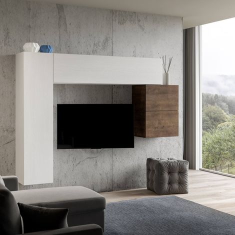 Parete attrezzata per soggiorno porta TV con ripiani per arredamento camere ed interni 204 cm (1/4)