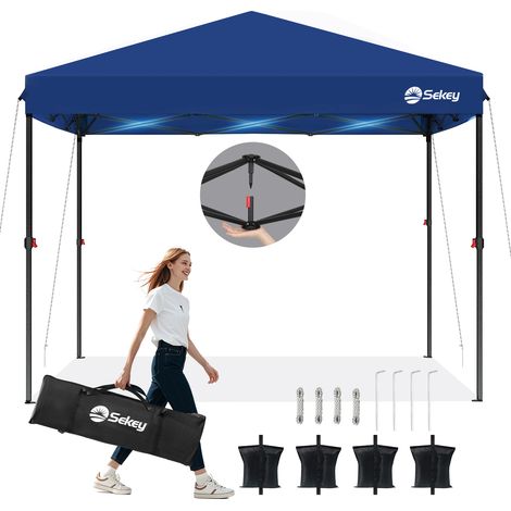 Sekey Faltpavillon 3x3m Pop Up Pavillon Partyzelt mit 4 Sandsäcken, Wasserdicht - UV-Schutz 53+, für Festival, Events, Picknicks, Navy (1/5)