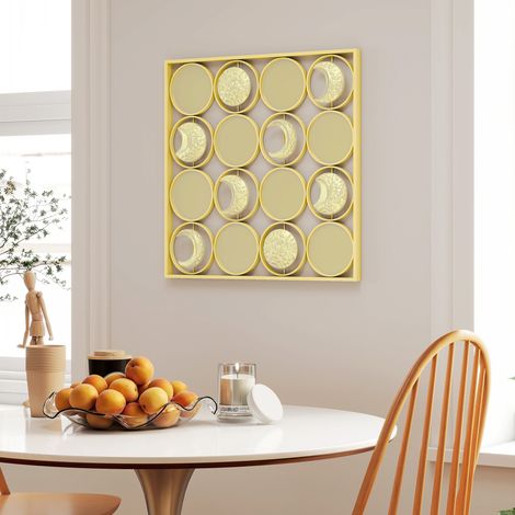 Decoración de Metal para Pared de Fases Lunares Multidireccional con 16 Discos Dorado (1/5)