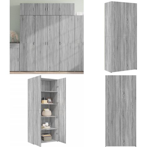 Highboard Grau Sonoma 80x42,5x185 cm Holzwerkstoff - Hochschrank - Hochschrank Holz (1/5)
