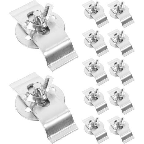 Confezione da 12 clip di fissaggio in acciaio inox per lavelli a incasso. Installazione semplice. (1/4)