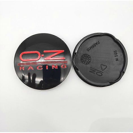 4 enjoliveurs centraux de roue de voiture 62 mm pour jantes en alliage Oz Racing M595. Couleur : Noir/Rouge. (1/4)