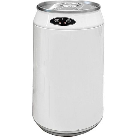 Poubelle intelligente en acier inoxydable avec capteur de mouvement automatique, grande capacité, beige. (1/5)