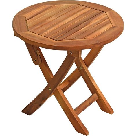 Klapptisch Balkontisch Beistelltisch 48 cm Rund Akazienholz Tisch Gartentisch (1/5)