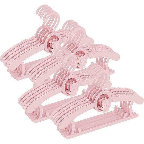 20 pièces Cintres extensibles, avec crochet ourson mignon, cintres multifonctionnels en plastique rose pâle pour vêtements légers et lingerie