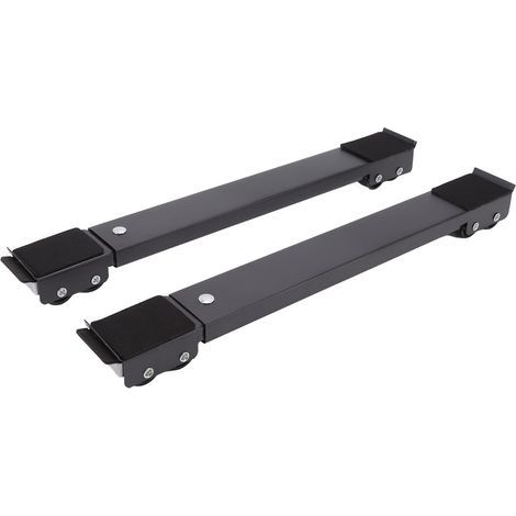 Lot de 2 Roulettes Mobiles pour Meubles, Rouleaux pour Appareils Lourds Comprenant des Supports Mobiles avec Coussinets Auxiliaires, pour Machines à Laver, Réfrigérateurs, Sèche-linge,(Le noir) (1/5)