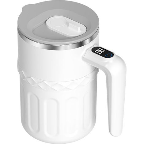 Frullatore automatico - Display intelligente della temperatura - Motore magnetico - 380 ml - Bianco - 6500 giri/min - 200 mAh - Adatto per caffè, latte di soia, frappè - Portatile
