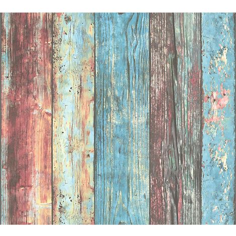 Wood wallpaper wall Profhome 307231 non-woven wallpaper smooth with nature-inspired pattern matt purple blue 5.33 m2 (57 ft2) (1/5)