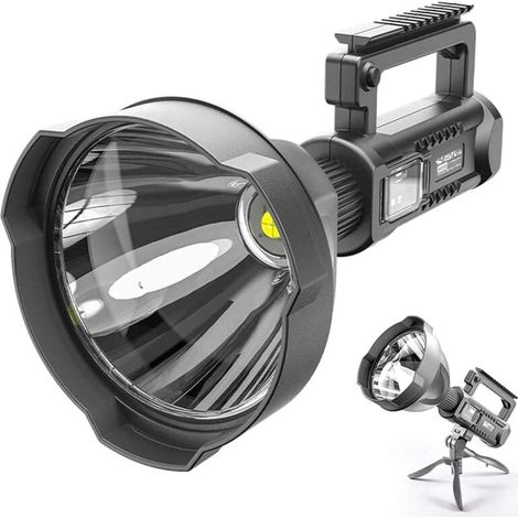 Projecteur LED Portable - 25 W - 4500 Lm - Portée 1000 M - Trépied Pliable - USB Rechargeable - Pour Camping Randonnée Pêche - 1 Pièce (1/5)