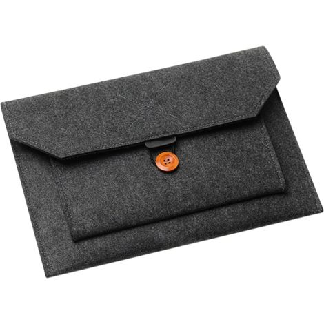 Sacoche en Feutre Noir 13 Pouces pour Ordinateur Portable Fermeture à Bouton et Supplémentaires, Légère et Facile à Glisser un Paquet à Dos ou Paquet (1/5)