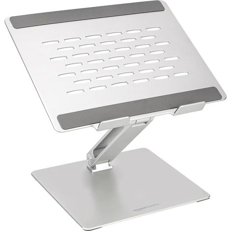 Ergonomisch verstellbarer Laptopständer (für Geräte bis 17,3 Zoll), mit Kühlnetz, stufenlos in Höhe und Winkel verstellbar, Silber, 3024,56,5cm