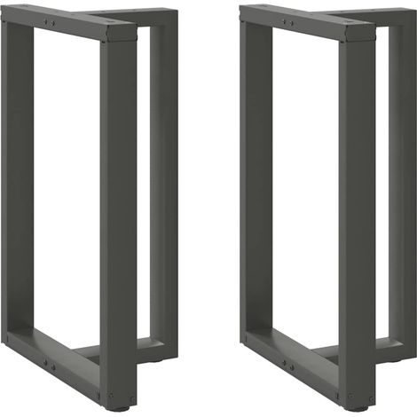 Lot de 2 pieds de table de bar en T noir 60 x 35 x 90 cm avec niveleurs réglables design moderne en acier anthracite