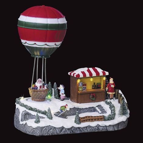 Village de Noël Manège & Ballon "Laponie" 24cm Multicolore