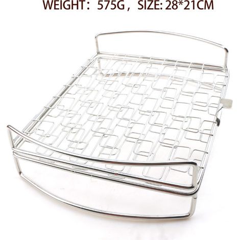 Panier à poisson BBQ - Panier de cuisson ouvert en acier inoxydable, idéal pour les légumes, poissons, viandes grillées et accompagnements - 28 cm x 21 cm (1/4)