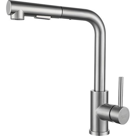 Pull-out kitchen faucet, double outlet kitchen faucet, brushed telescopic sink faucet (1/4)