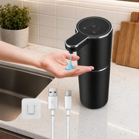 Automatic Contactless Soap Dispenser with USB-C Refill, 4 Adjustable Soap Levels, Brushless Motor, Waterproof for Kitchen Bathroom Only for All Liquids (1/5)