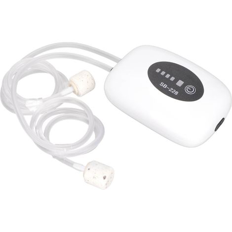 Pompe à air portable pour aquarium, étanche à la poussière, port USB, silencieuse et rechargeable, double mode, SB-228, double orifice (1/5)