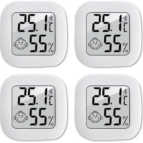 Termometro igrometro per interni, 4 mini termometri digitali ad alta precisione, monitor portatile di temperatura e umidità da -50℃ a 70℃ per spogliatoi, magazzini, camerette per bambini e soggiorni.