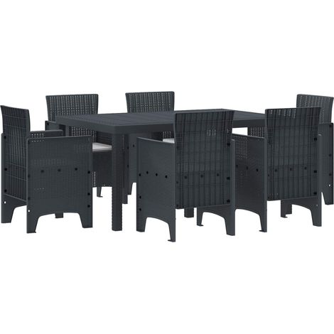 Garten Essgruppe 7 pcs Anthrazit Polt Rattan (1/5)