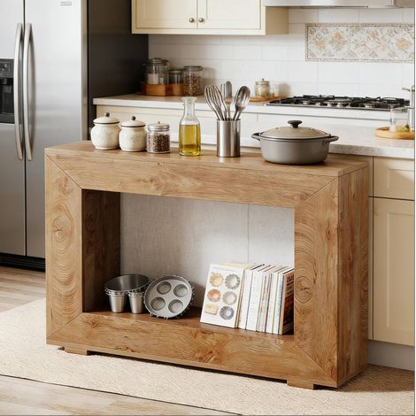 Consola de entrada 120x30x83,5 cm marrón con almacenaje, madera, estilo campestre MEUBLIV (1/5)