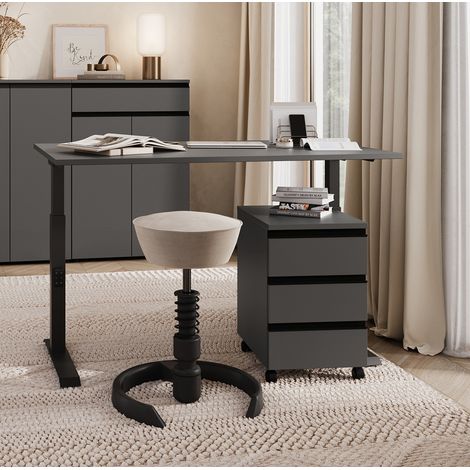 Bureau droit assis-debout manuel coloris graphite Betina (1/5)