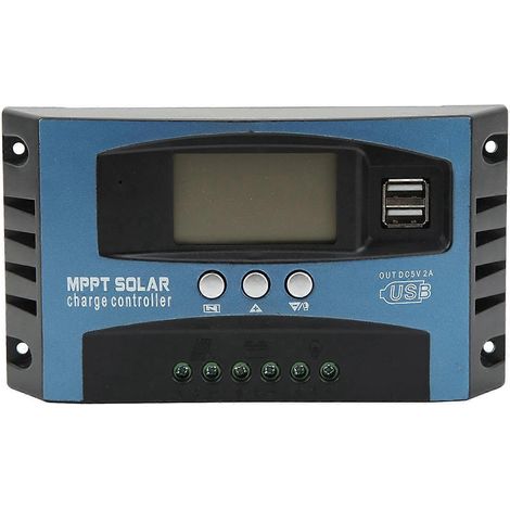 Solarladeregler mit LCD-Display, 2 USB-Ausgängen, Überstromschutz, Solarmodulregler 12 24