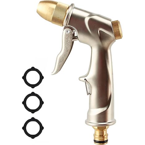 Buse en alliage de zinc pour tuyau d'arrosage, Pistolet d'arrosage Métal Pistolet Arrosoir, Robuste et Haute Pression, Réglable de Jet à Pulvérisation, pour le Lavage de Voiture, l'arrosage (1/5)
