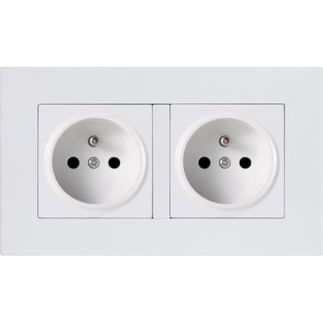 Double prise 2P+T 16A précâblée Blanc-LIAIKI (1/4)