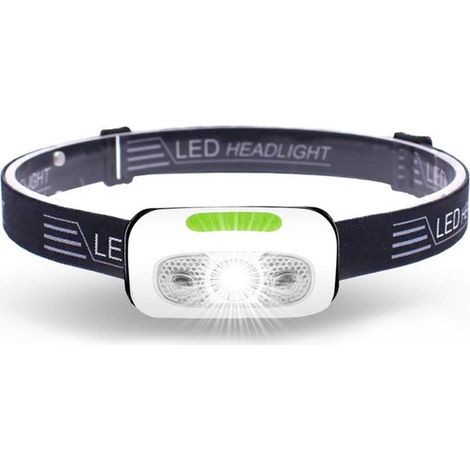 Lampe frontale LED impermeable IPX4 plein air peche de nuit running nocturne flux intense capteur IR pile lithium 800mAh USB mode eclat fort moyen faible flash orientable 60° kit secours 1pc (1/3)