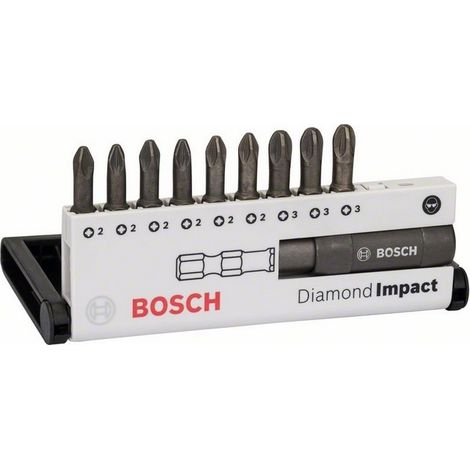 Bosch Schrauberbit-Set Diamond Impact (gemischt), 10-teilig, 25 mm, PZ2, PZ3 (1/3)