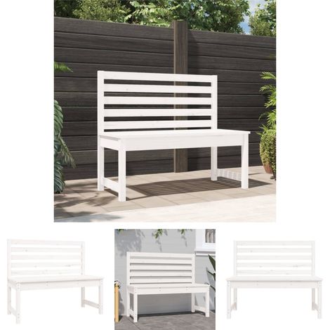 The Living Store -  Gartenbank Weiß 109 cm Massivholz Kiefer (1/5)