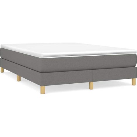 Maison Exclusive - Sommier à lattes de lit avec matelas Gris foncé 140x190cm Tissu (1/5)
