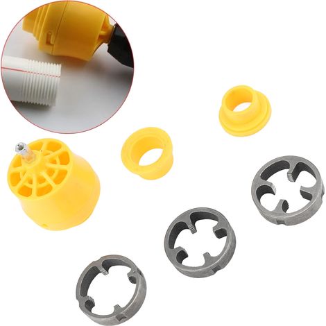 Kit Outil à Fileter PVC pour Perceuse Electrique, Set Plomberie 1/2in 3/4in 1in, 3 Modèles Nylon + 3 Métal pour Filetage Professionnel (1/5)