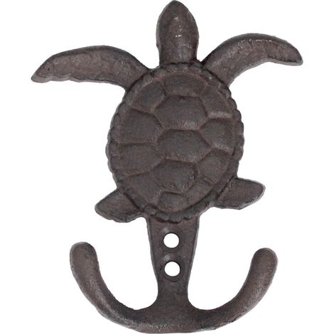 Porte-manteau tortue avec 1 bouton en fonte - Style nautique et décoratif