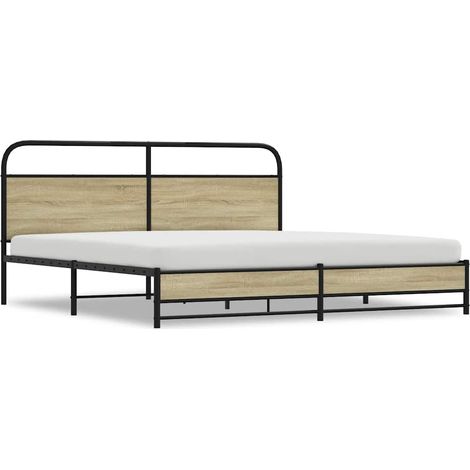 Maison Exclusive - Metallbett ohne Matratze Sonoma-Eiche 200x200