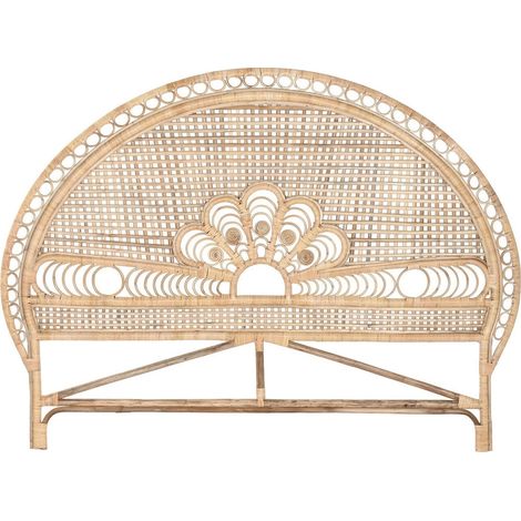 Tête de lit bohème en bambou et rotin naturel style tropical - Naturel bambou clair et beige (1/4)