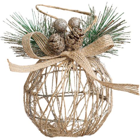 Jeffergarden Décorations de Noël, ornements pour sapin de Noël, accessoires, boules en fer forgé, décorations de Noël, boules creuses, boules de Noël couleur champagne de 8 cm