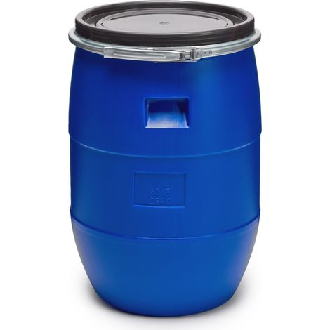 Garronda réservoir d'eau de 60 litres, Baril Alimentaire, fût à Large Ouverture en HDPE et sans BPA, tonneau de Jardin, bac à Aliments pour Animaux, conteneur d'eau, tonneau Universel GD-0078, Bleu
