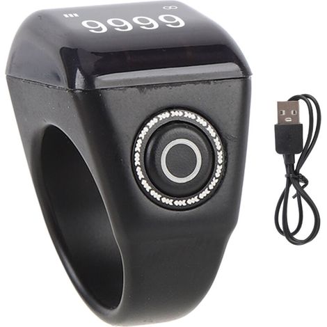 Jeffergarden Compteur de doigts électronique intelligent IP67, étanche à la pluie, Tasbih numérique rechargeable pour le sport, 22mm/0,87 pouces (1/5)