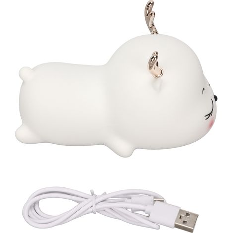 Renne lumineux silicone veilleuse tactile rechargeable LED dessin animé mignon lampe de nuit pour maison (1/5)