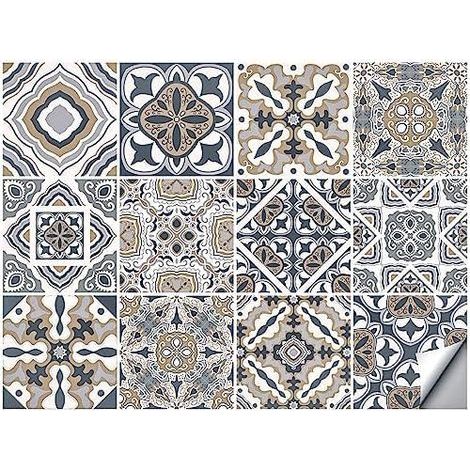 12 Stickers Carreaux Muraux 15x15cm, Crédence Adhésive pour Cuisine, Salle de Bain, Auto-Adhésif (1/4)