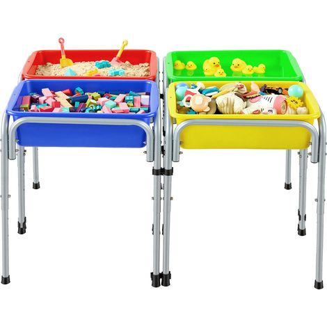 Mophorn Mesa Sensorial Infantil, Juegos de Agua y Arena para Niños de 3-6 Años, Altura Regulable, Patas Antideslizantes, 4 Contenedores Extraíbles, Acero al Carbono, Mesa para Aprendizaje (1/5)