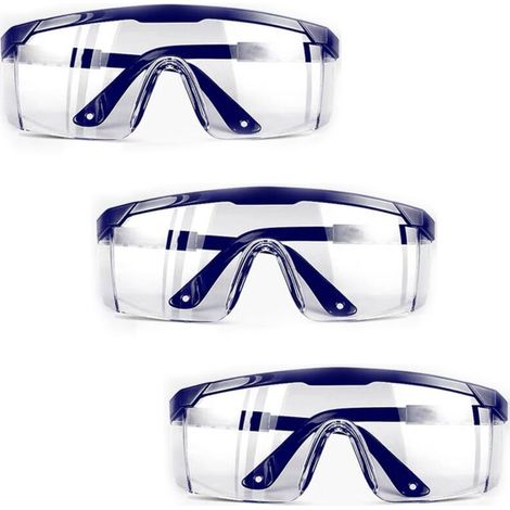 SABIR Lunettes de Sécurité,3 PCS Lunettes de Protection Anti-buée Cadres Bleus Lunettes UV Protection pour Enfants Adultes avec Lentilles PC et Plus Epaisses pour Activités de Plein Air (1/5)
